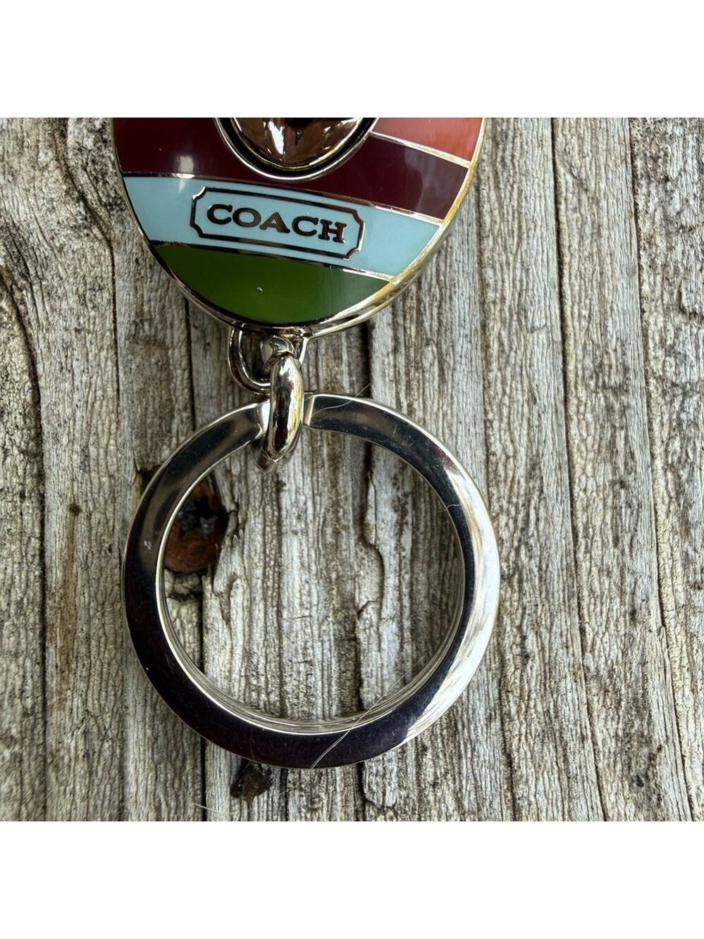 ❤️ COACH LEGACY STRIPE TURLOCK VALET KEYCHAIN - Picture 7 of 16